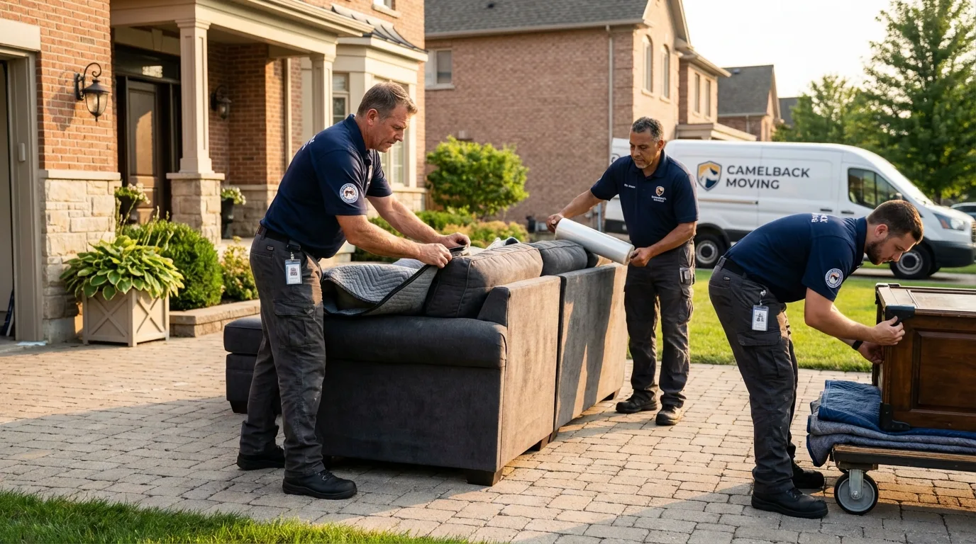 Large estate moving crew wrapping furniture in Midway, UT